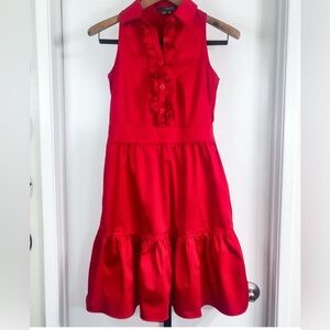 Boston Proper Tiered Ruffled Knee Length A-Line Dress - Red, Size 6